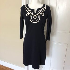 Talbots women’s 3/4 sleeves dress Embroidered neckline size Sp